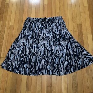 JM Collection Zebra Print Jacquard A-Line Midi Skirt XXL Black White Textured
